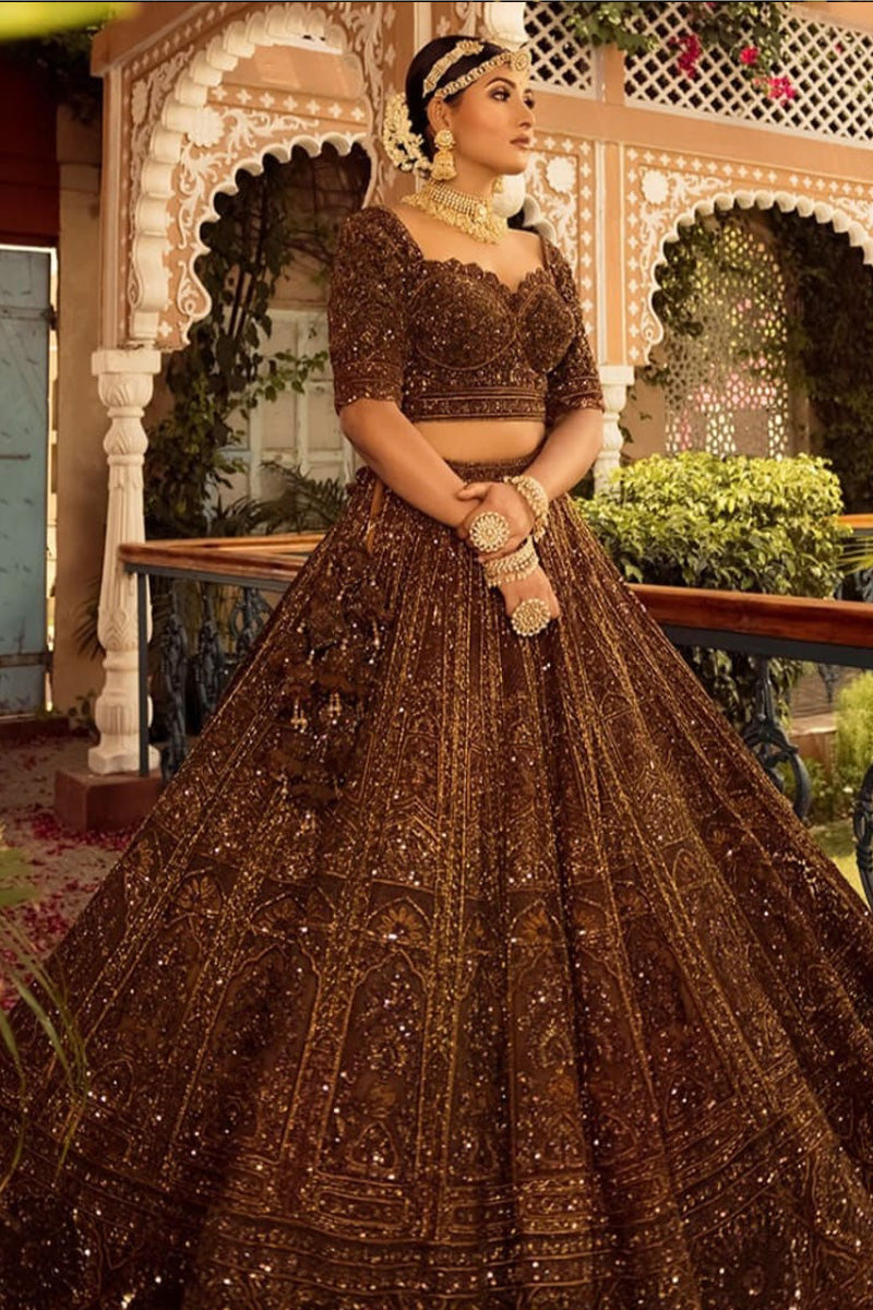 Elegant Brown Designer Lehenga