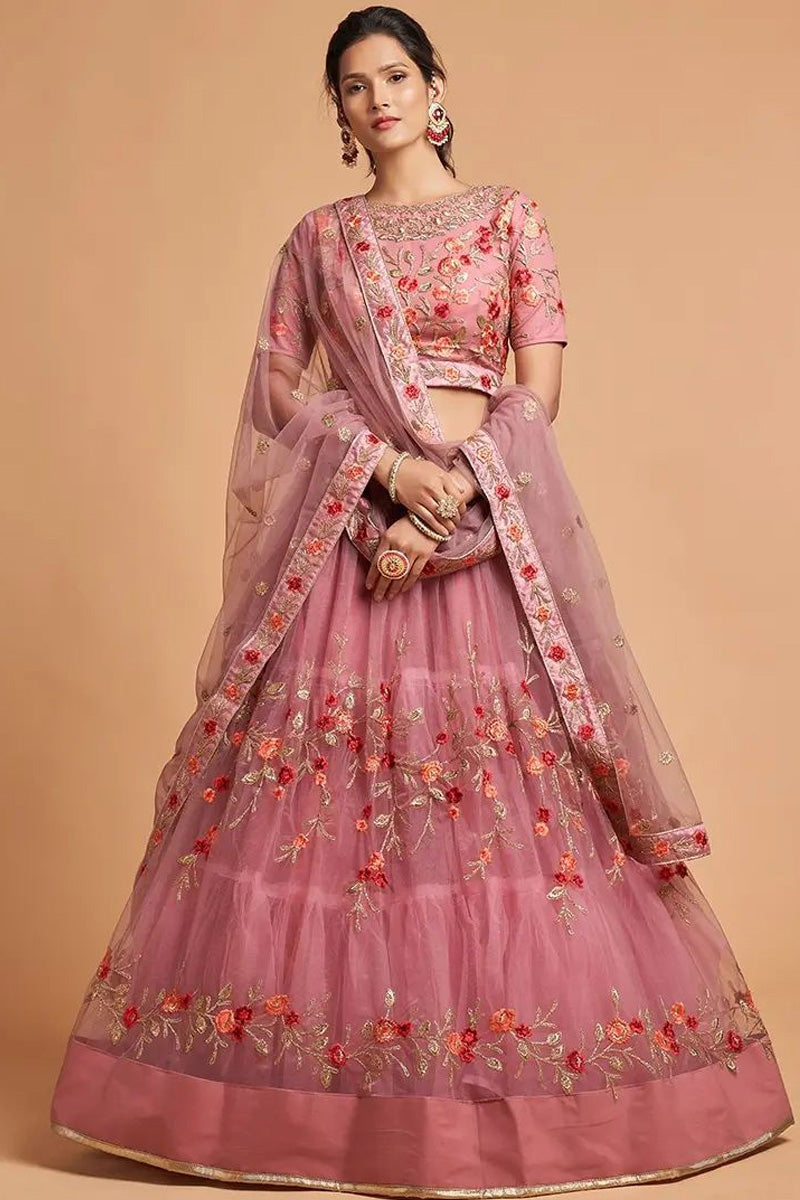 Rose Pink Party Wear Lehenga
