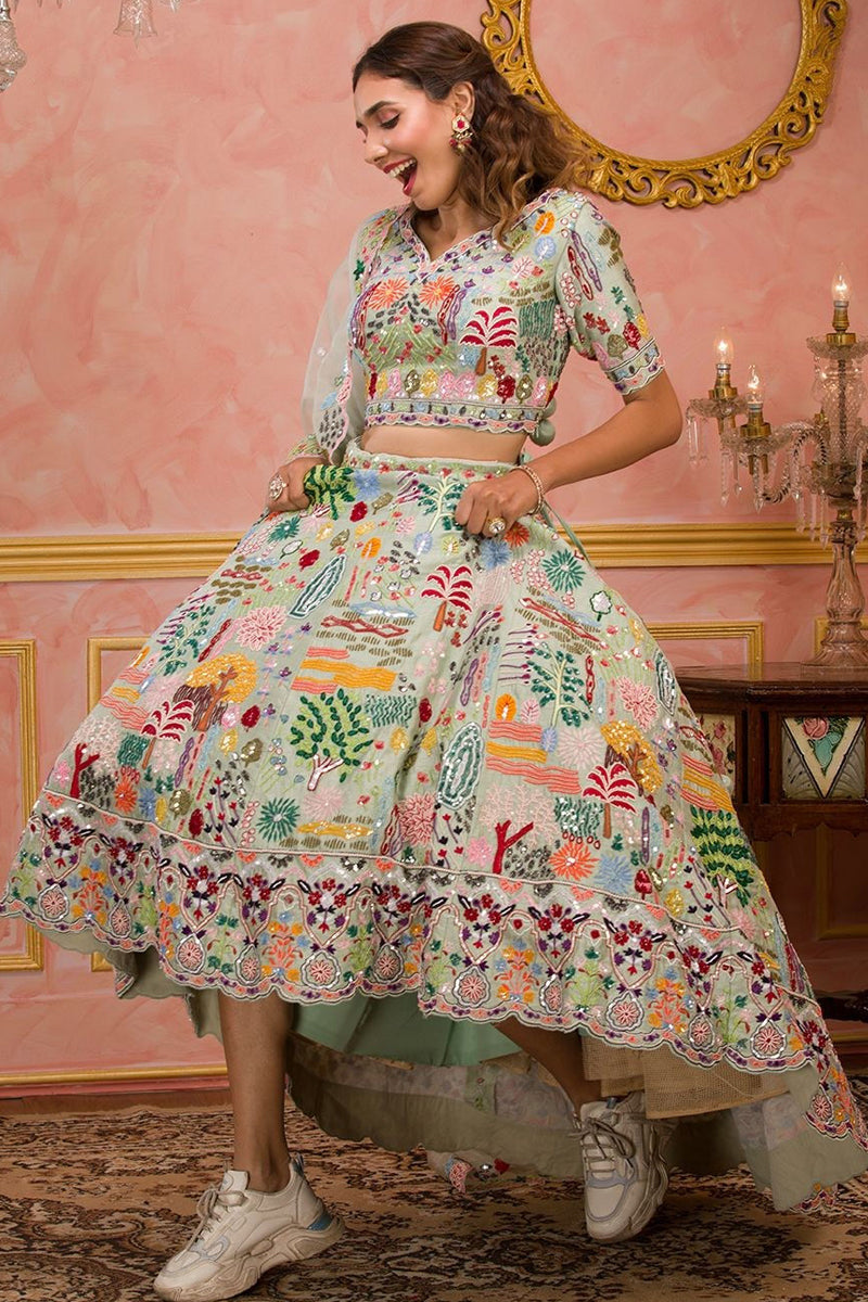 Floral Designer Mehendi Lehenga