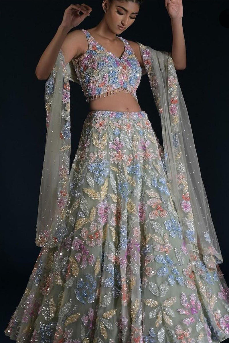 Pastel Multicolor Sangeet Lehenga