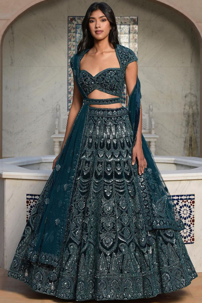 Royal Teal Party Wear Lehenga